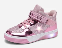 Barn DINSKO Blinkande Barnskor|Sneakers<,Blinkande höga sneakers